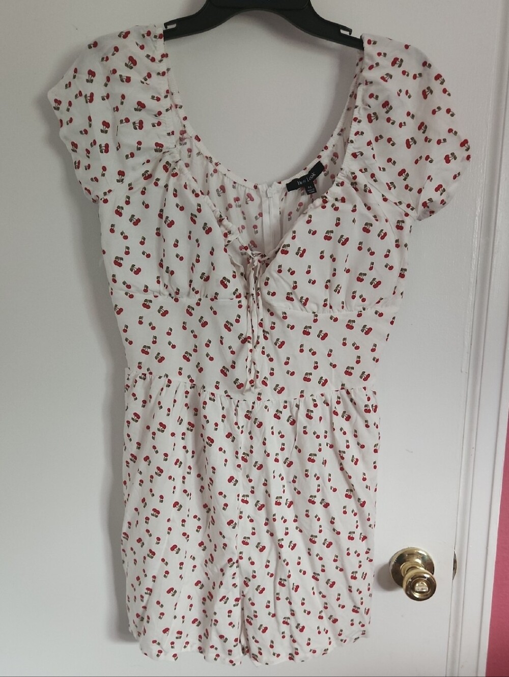 New Look White Mini Dress with Red Cherry Print